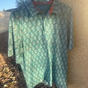 Hyatt Regency Maui Resort Oahu Shirt Large Blue Seashell Golf Polo Outdoors U14